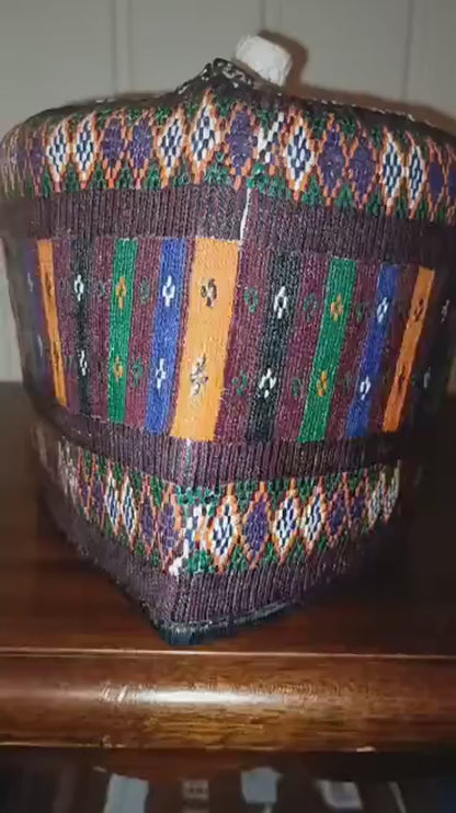 23 inch African Hausa Fulani Traditional Handmade Cap Nigerian Tangaran Size 23" Costume Headwear Headgear for Men Woven Hat West Africa