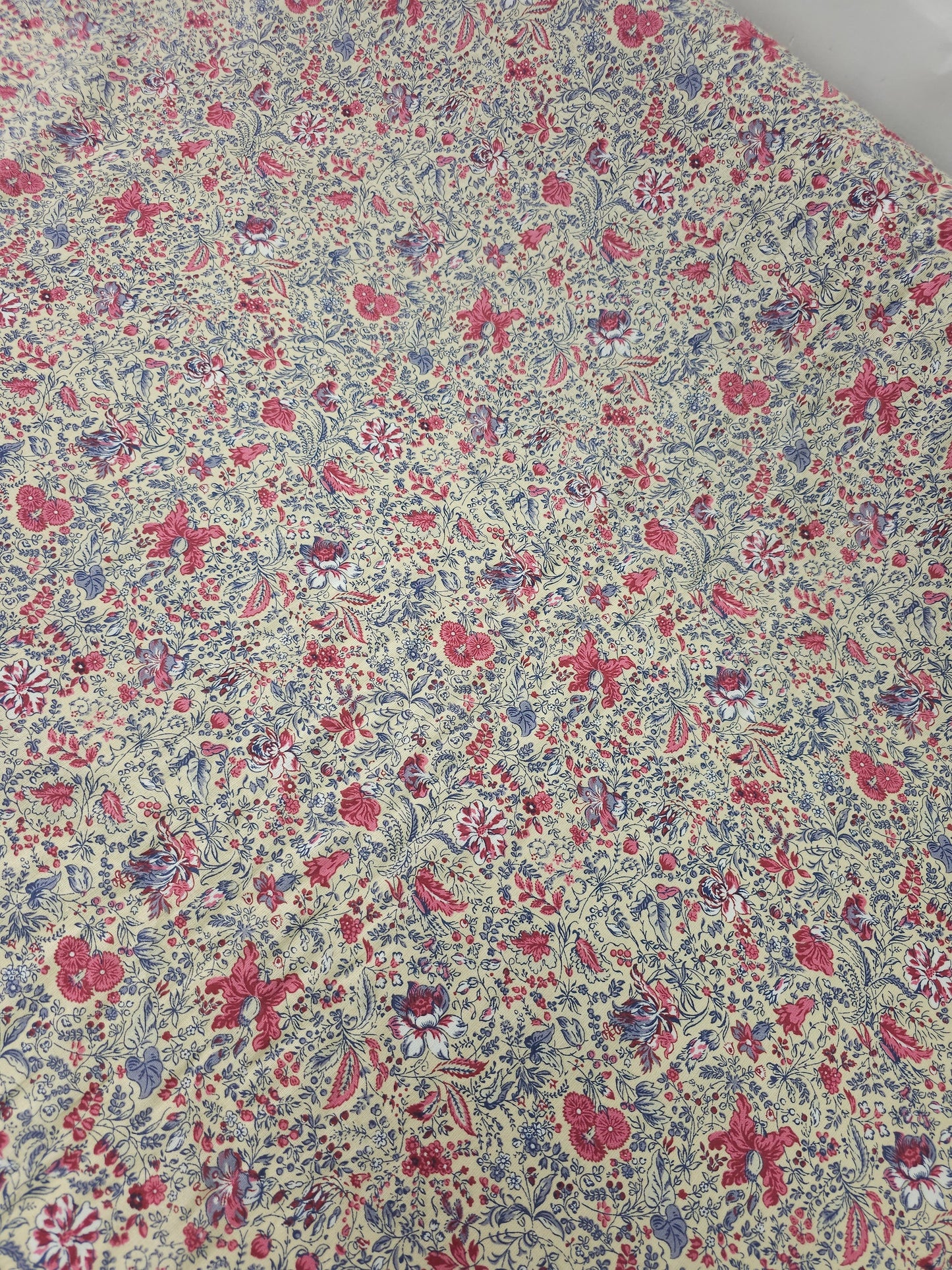 Pink and Lavender on Cream Vintage floral fabric 44" 100% Cotton Calico Dressmaking, quilting sold per meter dressmaking Flower Print Fabric